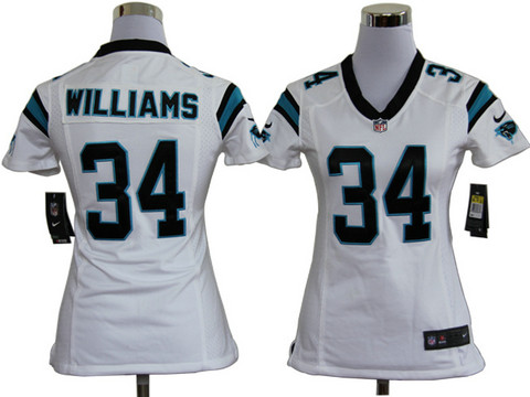 Nike Womens NFL Carolina Panthers 34 Memphis DeAngelo Williams White Game jerseys